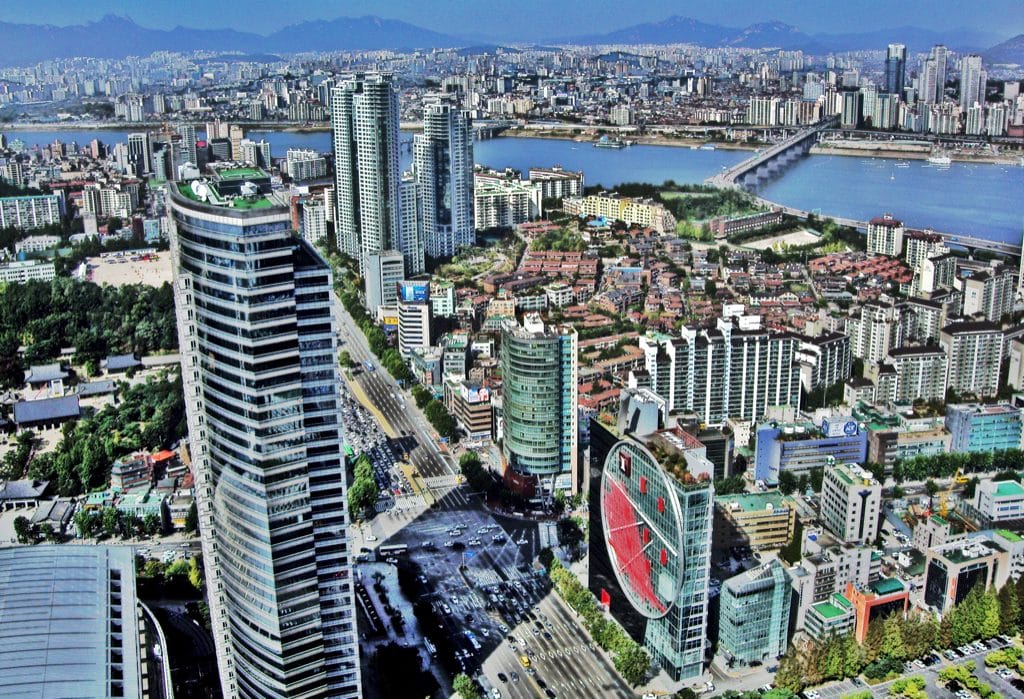 Tall buildings in South Korea’s Gangnam District, in the capital Seoul.