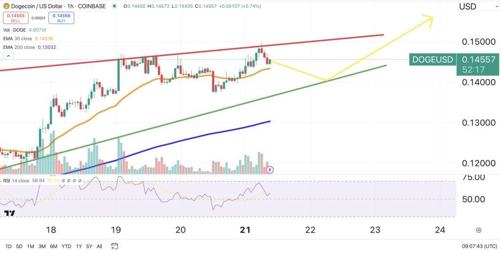 Dogecoin price chart.