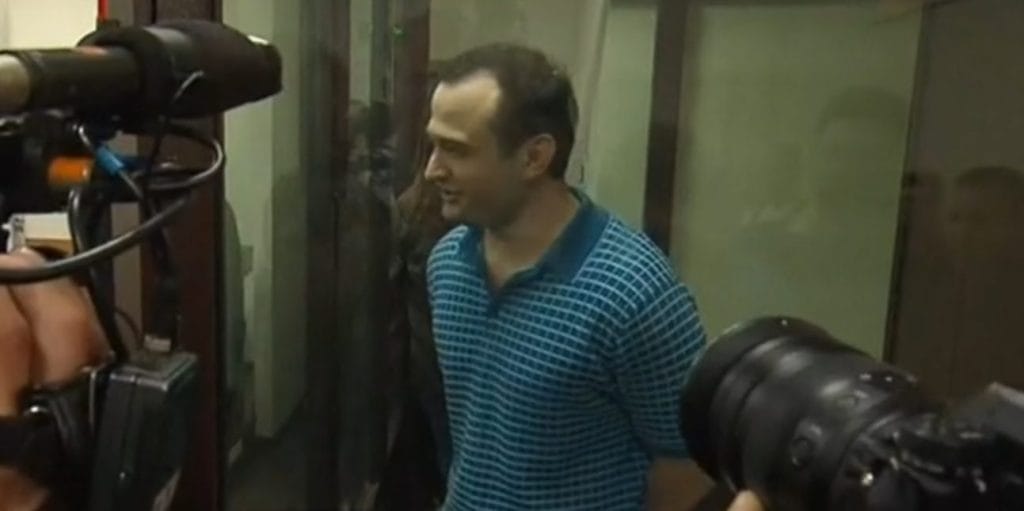 Tambiev speaks to reporters during his trial in the Moscow Oblast.