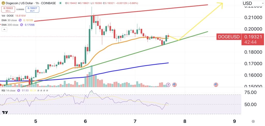 Dogecoin price chart.