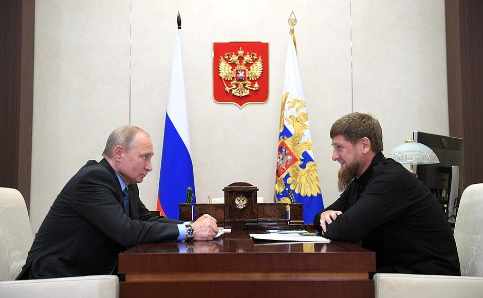 The Chechen Head of State Ramzan Kadyrov with Russian President Vladimir Putin.