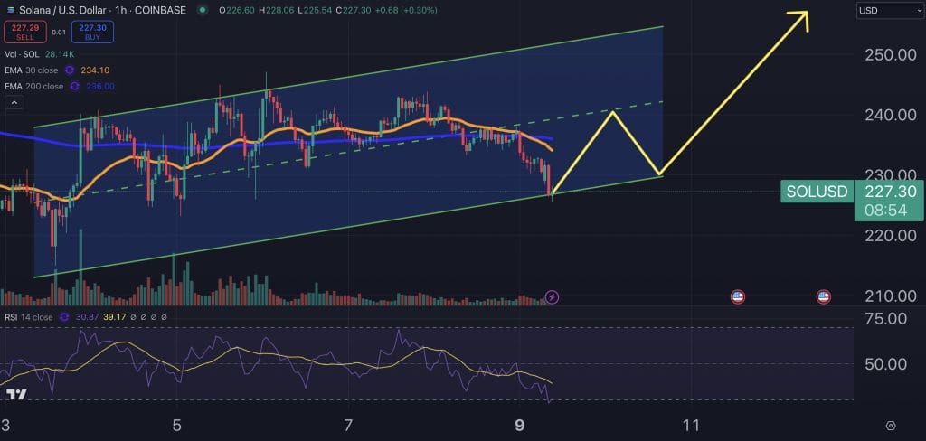 Solana price chart.