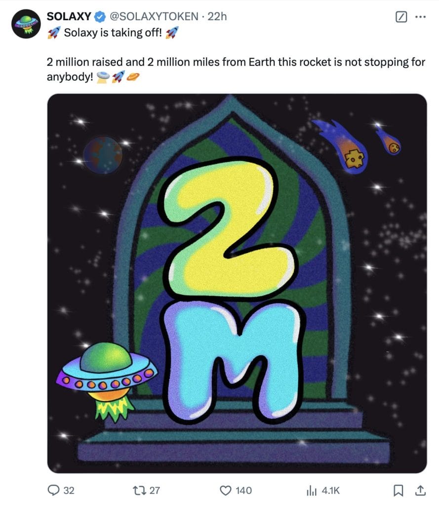 Solaxy presale tweet.
