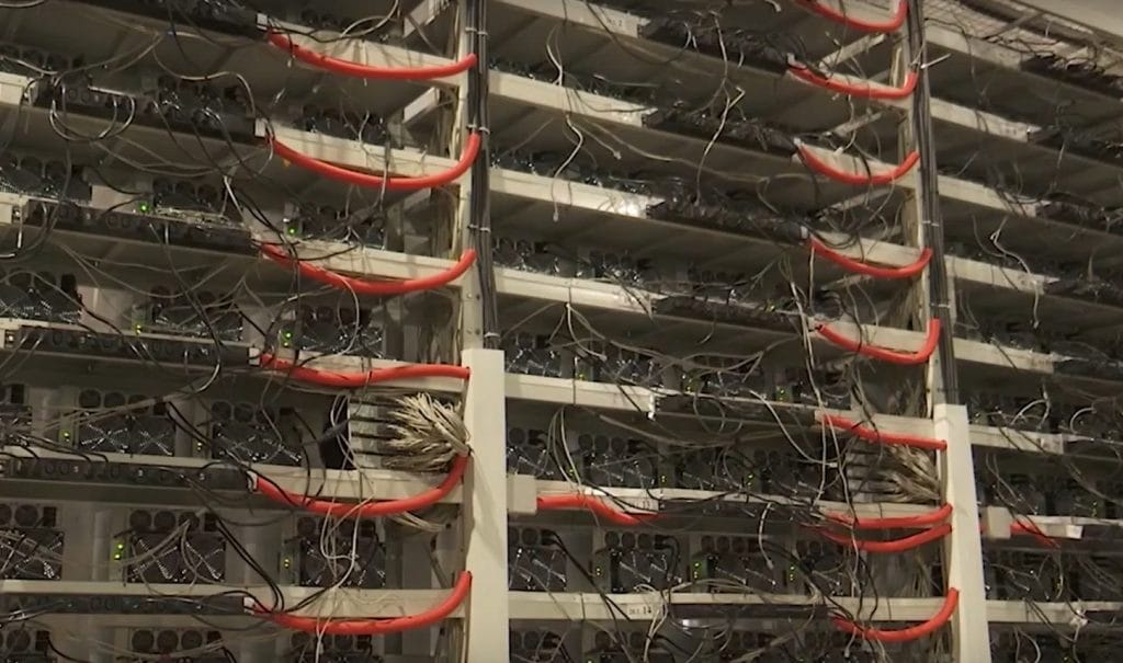 Crypto mining rigs in a BitRiver data center.