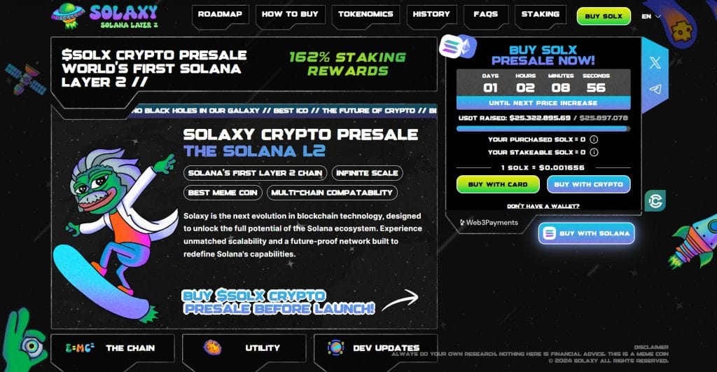 Solaxy (SOLX) presale website.