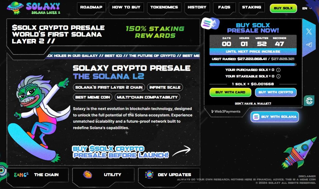 Solaxy (SOLX) presale website.