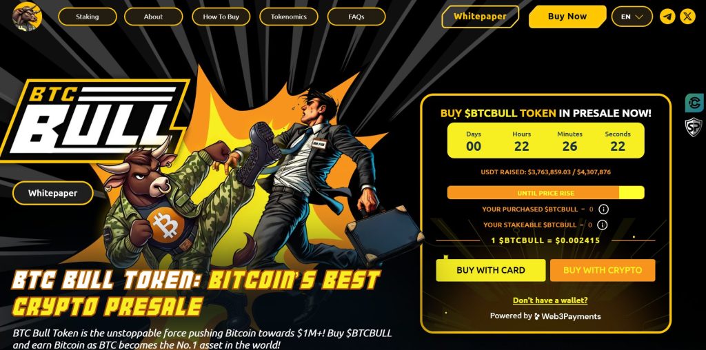 Bitcoin Bull (BTCBULL) presale website.