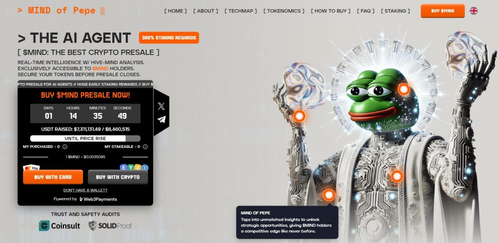 MIND of Pepe (MIND) presale website.