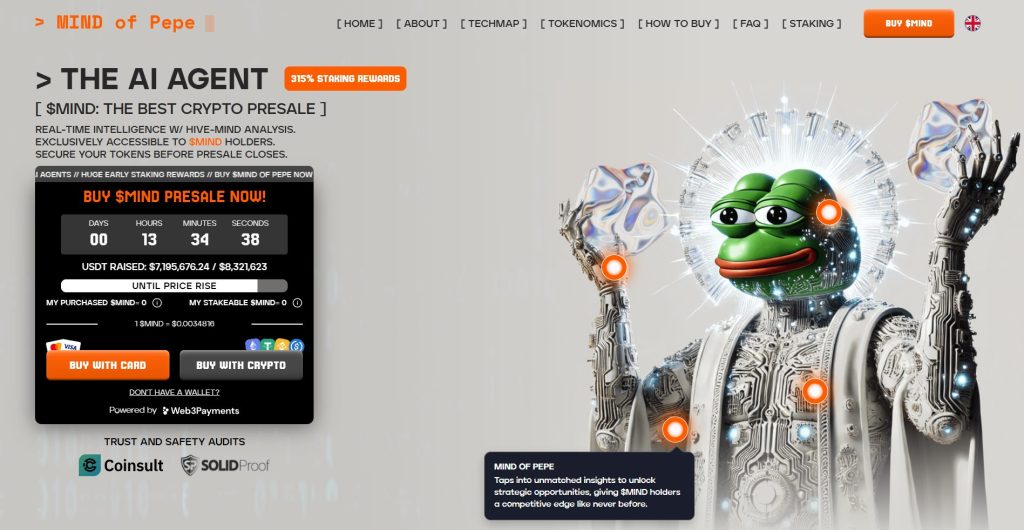 MIND of Pepe (MIND) presale website.