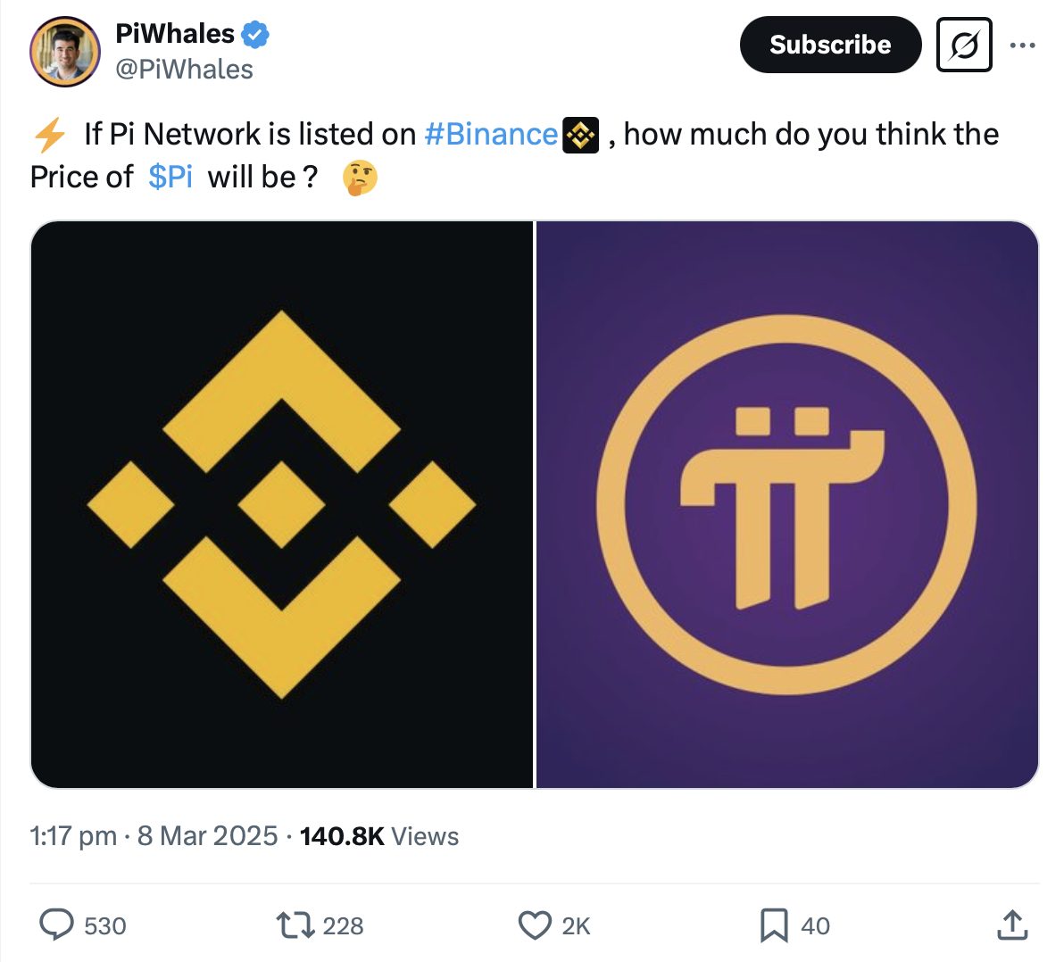 Pi Network Binance tweet.