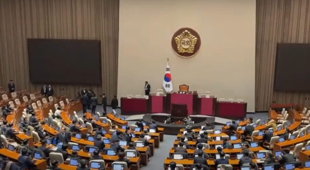 Lawmakers in the South Korean National Assembly.