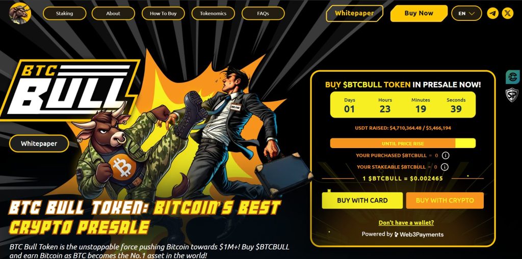 Bitcoin Bull ($BTCBULL) presale website.