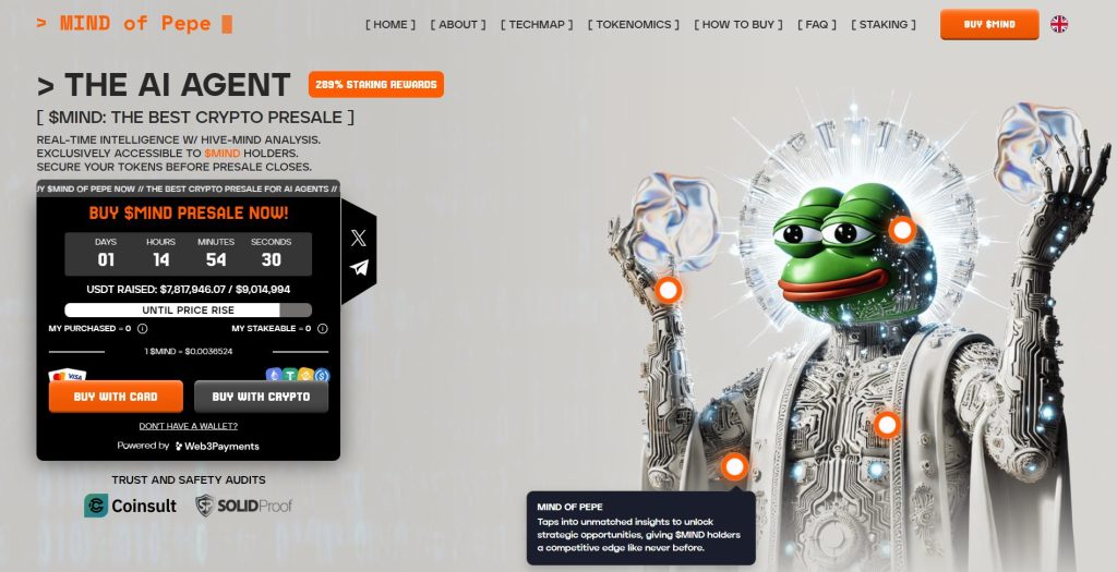 MIND of Pepe (MIND) presale website.