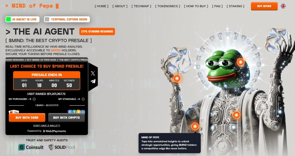 MIND of Pepe (MIND) presale website.