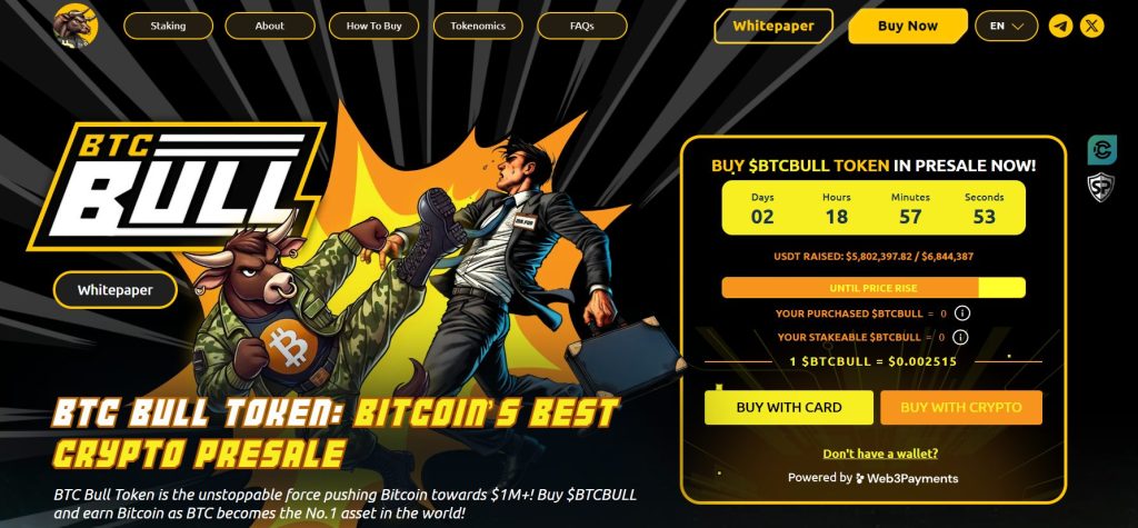 Bitcoin Bull (BTCBULL) presale website.