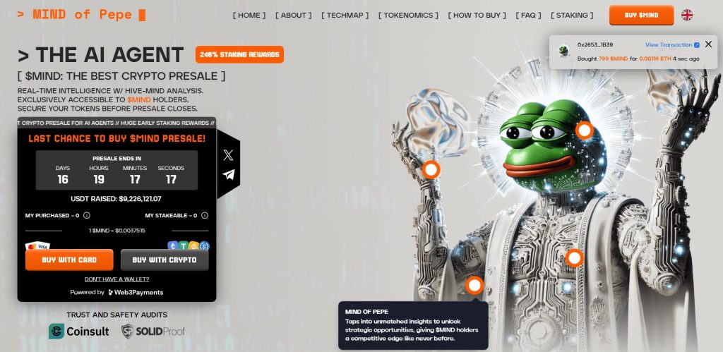 MIND of Pepe (MIND) presale website.