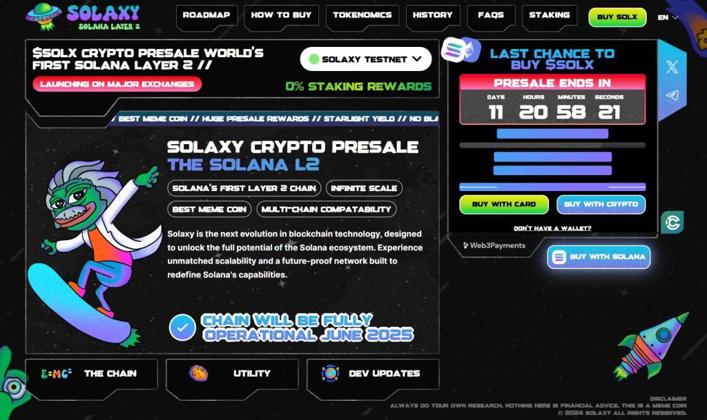 Solaxy (SOLX) presale website.