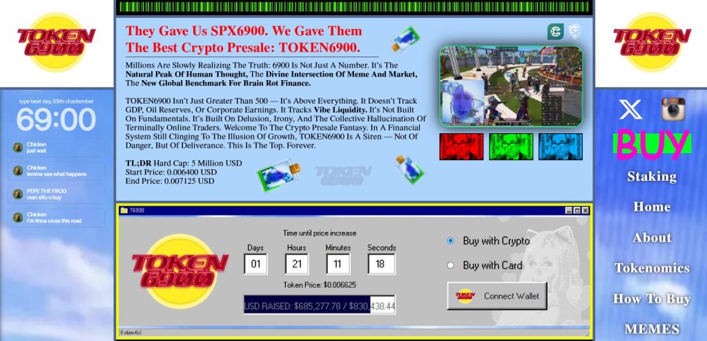 TOKEN6900 presale website.