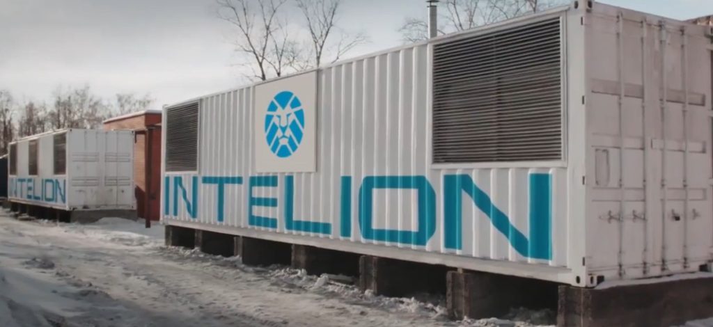 Crypto mining equipment outside a data center operated by the Russian mining firm Intelion.