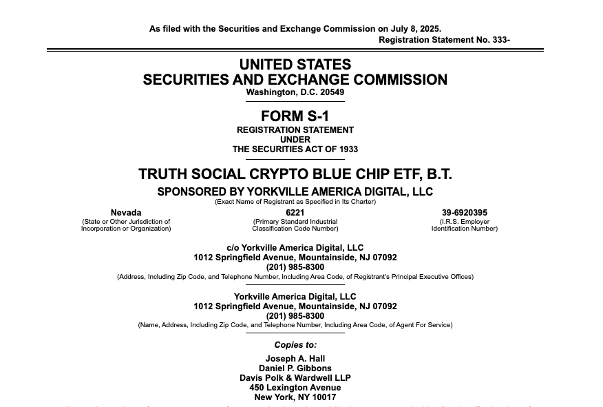 Truth Social Files for Blue-Chip Crypto ETF Including BTC, ETH, XRP, and SOL