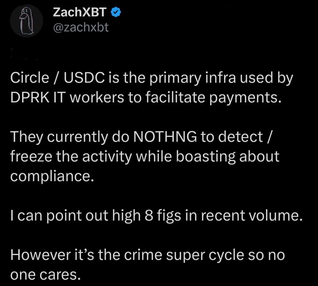 ZachXBT Slams USDC for Enabling North Korean Crime as FATF Issues Stablecoin Warning