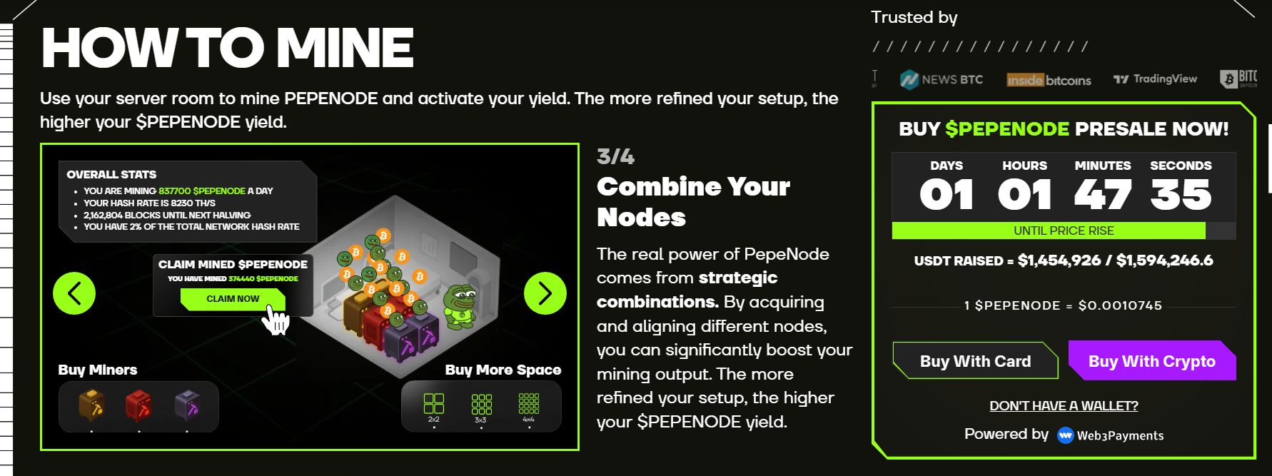 Pepe Node how to mine infographic.