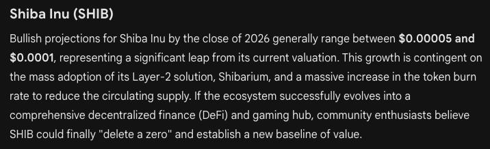 Google's Gemini AI Predicts the Price of XRP, Dogecoin and Shiba Inu by the end of 2026