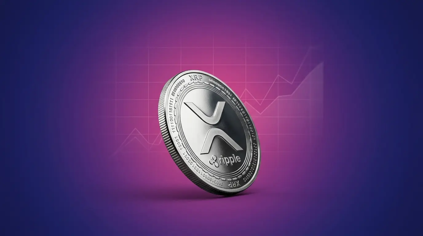 XRP is pressing against a critical resistance zone ahead of Senate Banking Committee's CLARITY Act for today, and traders are watching XRP cryptocurrency coin balanced on edge against purple-magenta gradient with upward chart grid overlay