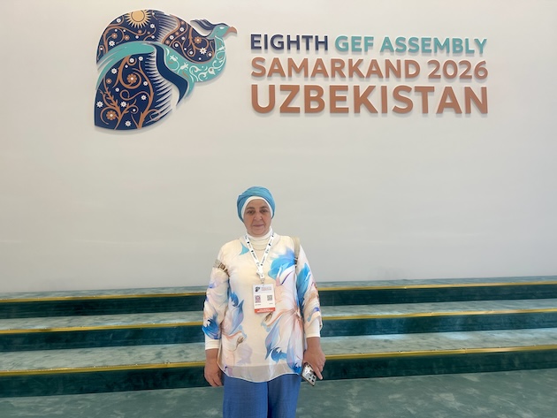 Iffat Rachid Edriss of Lebanon, who is attending the 71st GEF Council meeting and the 8th GEF Assembly, raises her voice for greater, faster funding support to restore the environment in her war-torn country. Credit: Stella Paul/IPS