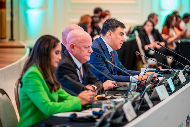 Aziz Abdukhakimov, Advisor to the President of Uzbekistan on Environment and Chairman of the National Committee on Ecology and Climate Change, addresses the opening day of the 71st GEF Council meeting.Credit: IISD/ENB/Danny Skilton 