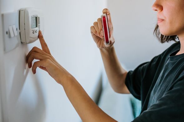 Close Up Of Woman Holding Smart Energy Meter In Living room Measuring Energy Efficiency