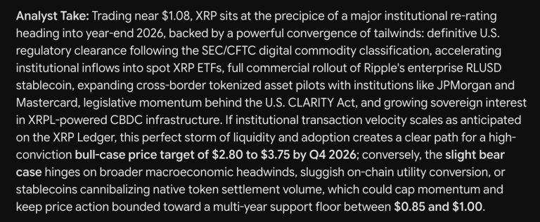 Google Gemini AI Predicts Why XRP Could Outperform Every Crypto by End of 2026