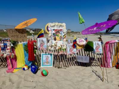 Artists display their work along the fence at Jacob Riis Beach on August 9, 2025, as part of the Miss Colombia Day celebration, an annual community event honoring the beloved LGBTQIA+ icon.