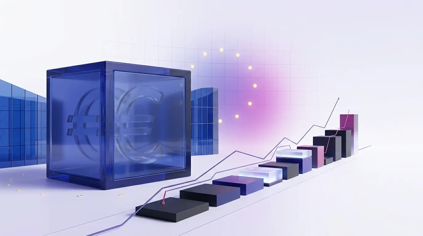 Abstract EU household deposits flowing toward capital-market investments in a modern financial scene