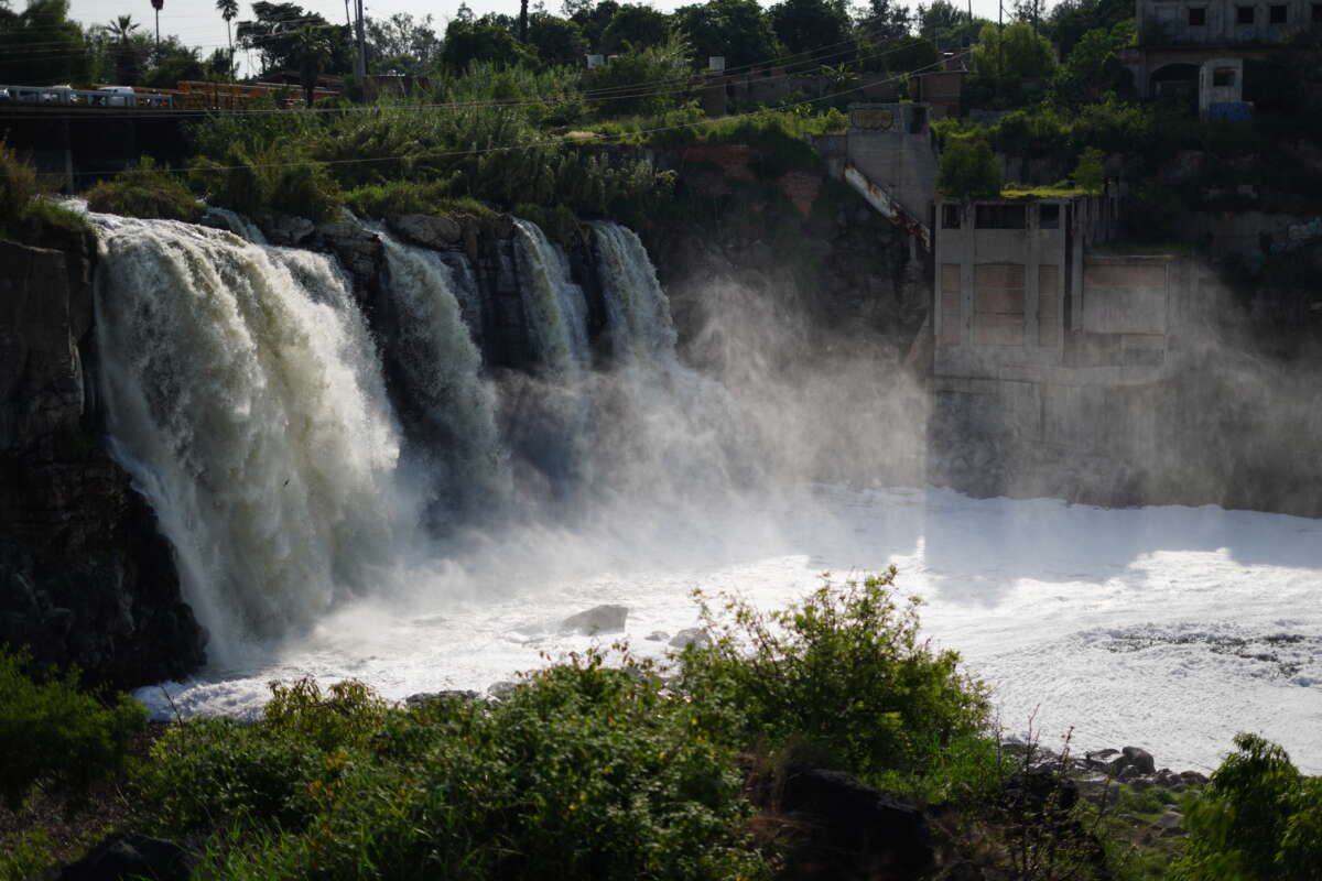The polluted Santiago River, in Jalisco state.