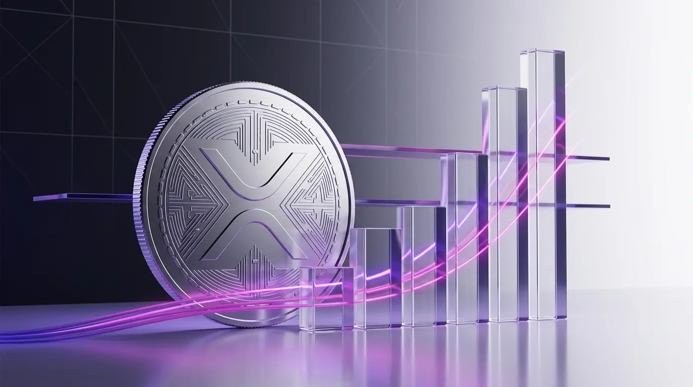 XRP coin beside glowing institutional ETF fund flows in a modern crypto market scene