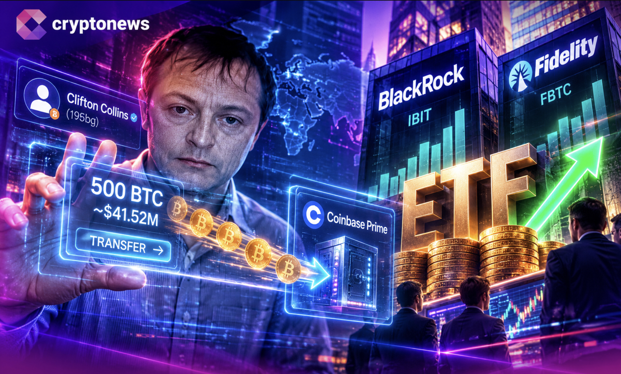 Bitcoin ETF pulled $1.07 billion in three days as a wallet linked to Irish drug trafficker Clifton Collins moved 500 BTC to Coinbase Prime.