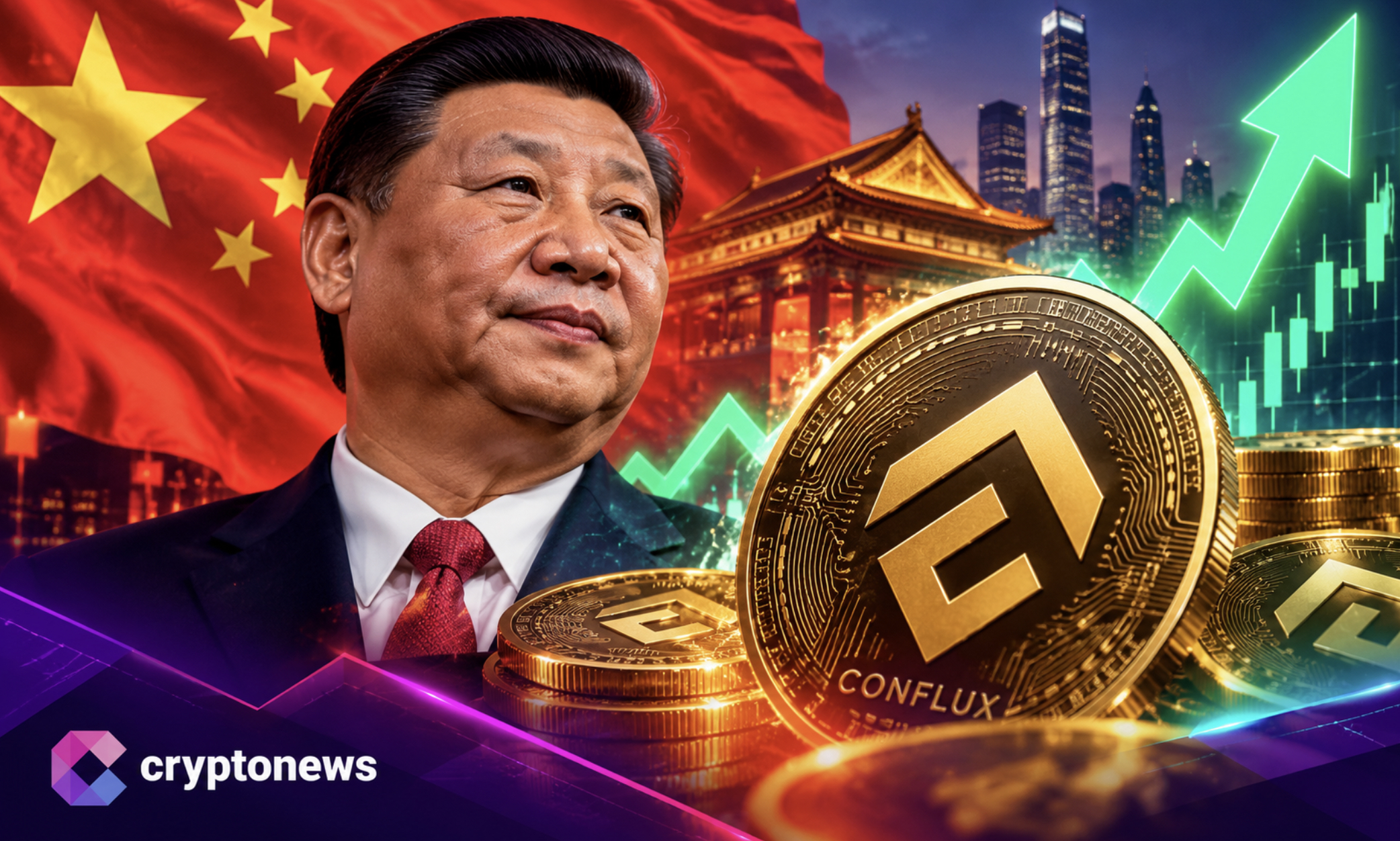 China Crypto plans send Conflux soaring above $0.07 as traders rush to bet on Beijing’s blockchain ambitions.