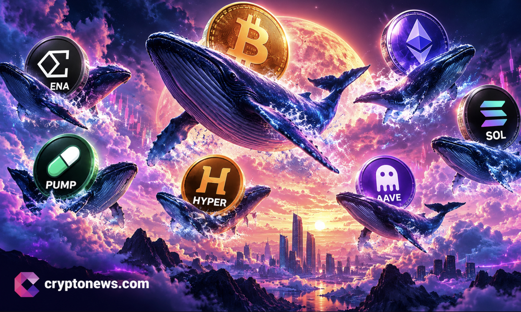 Crypto whale activity shows PUMP and ENA selling pressure, a $7.2M altcoin buying spree, and historical whale interest.