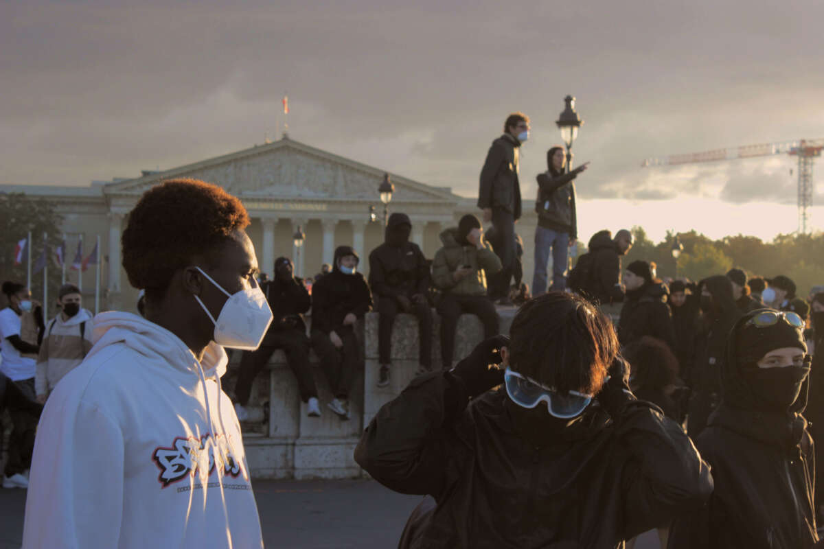 : Demonstrators for student and cost of living protests gather near the National assembly in Paris, France, on October 17, 2026.